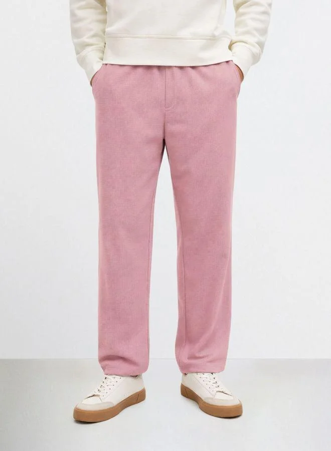 The Indian Garage Co Men Relaxed Fit Textured V-Pocket Mid-Rise Trousers